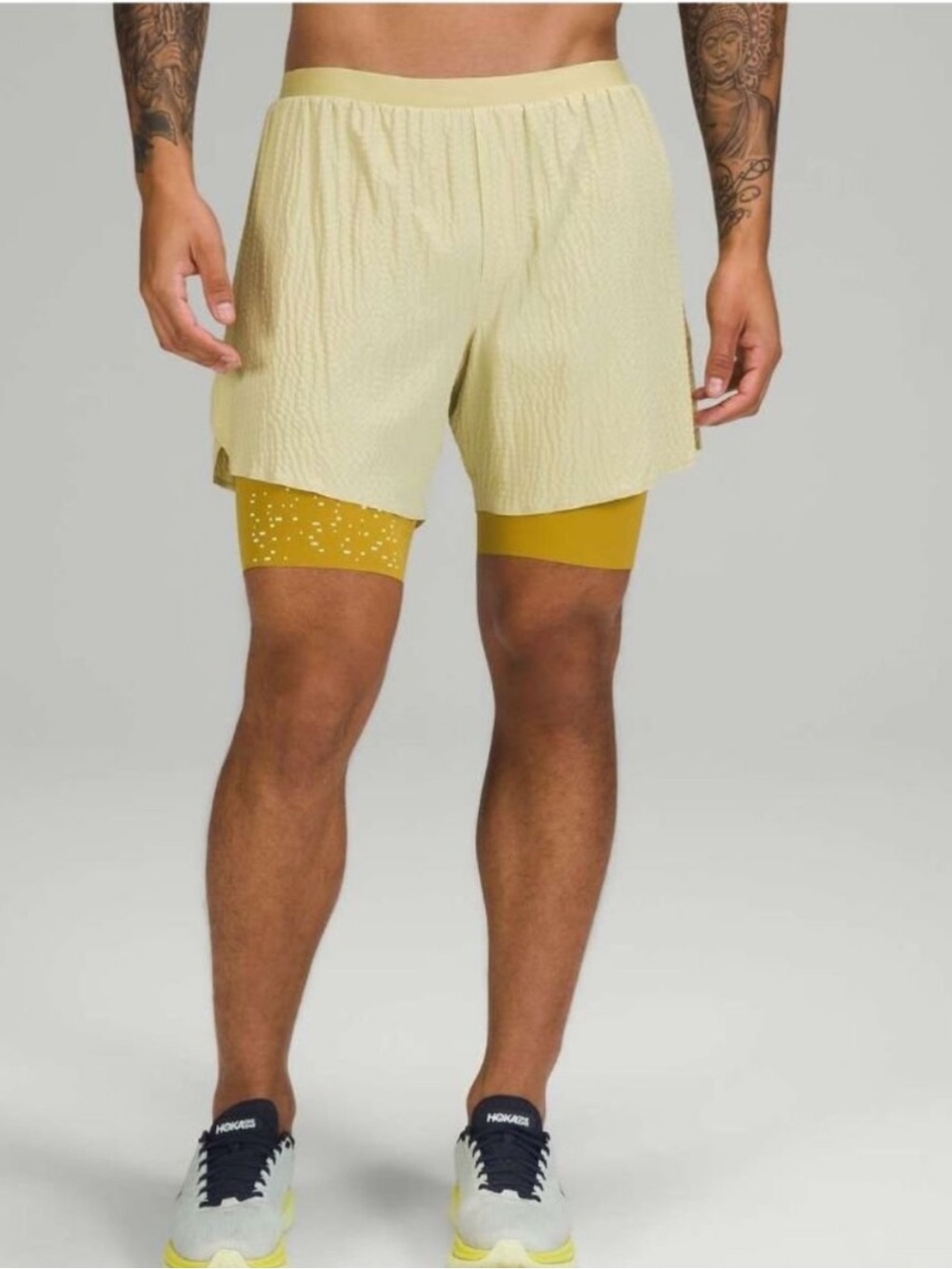 Lululemon Surge Lined Short 6" *Special Edition Dew Green / Auric Gold Men Small